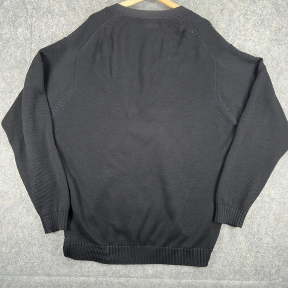 LL Bean Cardigan Sweater Mens XLT Black Cotton V Neck Button Front Knit Grandpa - Picture 13 of 15